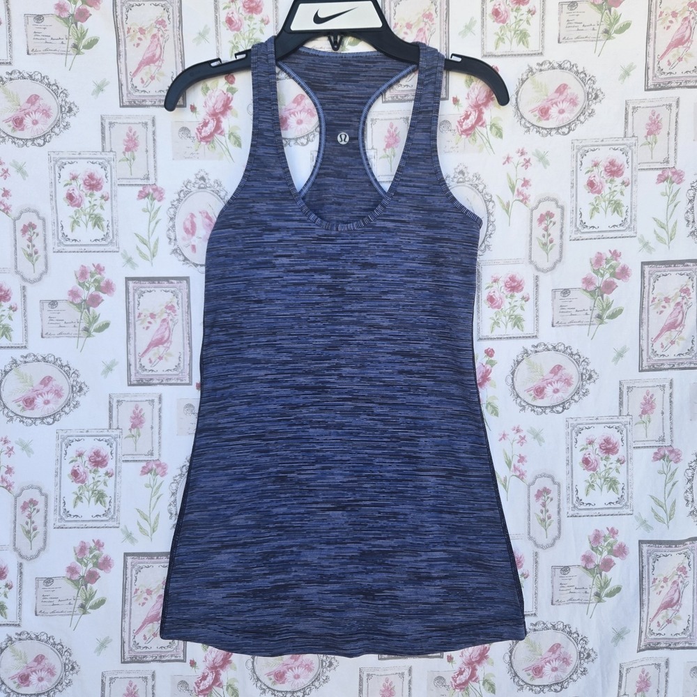 Lululemon Cool Racerback Tank Top Blue Light Luon‎ Activewear Gym Yoga Size 4